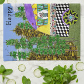 かわいいカラフルハッピーキャンパーズキッチンタオル キッチンタオル (折り畳み)