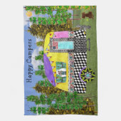 かわいいカラフルハッピーキャンパーズキッチンタオル キッチンタオル (縦)