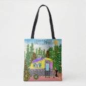 かわいいカラフルハッピーキャンペートバッグ トートバッグ (正面)