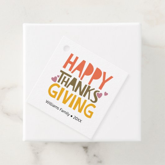 かわいいカラフルハッピーサンクスパーソナライズされたギビング フェイバータグ (インサイチュ)