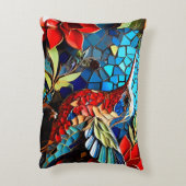 かわいいカラフルハミングバードのモザイク アクセントクッション (裏面(縦))