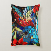 かわいいカラフルハミングバードのモザイク アクセントクッション (正面(垂直))