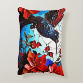 かわいいカラフルハミングバードのモザイク アクセントクッション (裏面(縦))