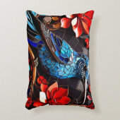 かわいいカラフルハミングバードのモザイク アクセントクッション (正面(垂直))