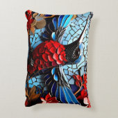 かわいいカラフルハミングバードのモザイク アクセントクッション (裏面(縦))