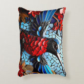 かわいいカラフルハミングバードのモザイク アクセントクッション (正面(垂直))