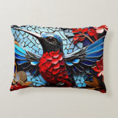 かわいいカラフルハミングバードのモザイク アクセントクッション (裏面)