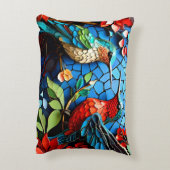 かわいいカラフルハミングバードのモザイク アクセントクッション (裏面(縦))