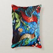 かわいいカラフルハミングバードのモザイク アクセントクッション (正面(垂直))