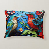 かわいいカラフルハミングバードのモザイク アクセントクッション (裏面)