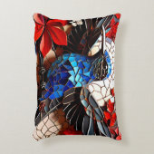 かわいいカラフルハミングバードのモザイク アクセントクッション (正面(垂直))