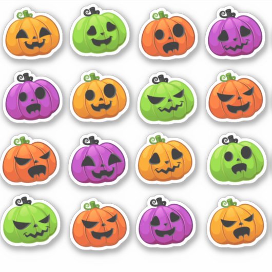 かわいいカラフルハロウィーンカボチャ シール (正面)