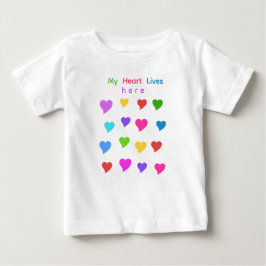 かわいいカラフルハートのキッズ&大人用カスタムグッズ ベビーTシャツ