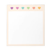かわいいカラフルハートの無地クリーム ノートパッド (正面)