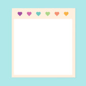 かわいいカラフルハートの無地クリーム ノートパッド