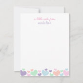 かわいいカラフルハートガーリースクリプト縦 ノートカード (正面)