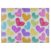 かわいいカラフルハートパステルバレンタインラブパターン カッティングボード (正面)