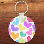 かわいいカラフルハートパステルバレンタインラブパターン キーホルダー (正面)