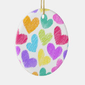 かわいいカラフルハートパステルバレンタインラブパターン セラミックオーナメント (右)