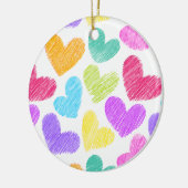 かわいいカラフルハートパステルバレンタインラブパターン セラミックオーナメント (左)