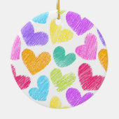 かわいいカラフルハートパステルバレンタインラブパターン セラミックオーナメント (裏面)