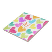 かわいいカラフルハートパステルバレンタインラブモノグラム タイル (側面)