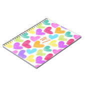 かわいいカラフルハートパステルバレンタインラブモノグラム ノートブック (左側)