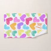 かわいいカラフルハートパステルバレンタインラブモノグラム ハンドタオル (ハンドタオル)