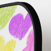 かわいいカラフルハートパステルバレンタインラブモノグラム ピックルボールラケット (左詳細)