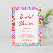 かわいいカラフルハートパターンブライダルシャワー 招待状 (スタンド正面)