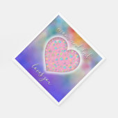 かわいいカラフルハートパターン スタンダードランチョンナプキン (角)