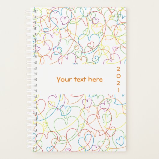 かわいいカラフルハートパターン – ハートネットクラシック プランナー手帳 (正面)