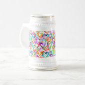 かわいいカラフルハートパターン ビールジョッキ (正面左)
