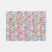 かわいいカラフルハートパターン フリースブランケット (正面(横))