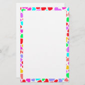 かわいいカラフルハートパターン 便箋 (正面/裏面)