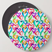 かわいいカラフルハートパターン 缶バッジ (正面&裏面)
