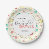 かわいいカラフルハートベビーシャワー ペーパープレート (正面)
