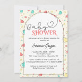 かわいいカラフルハートベビーシャワー 招待状 (正面)