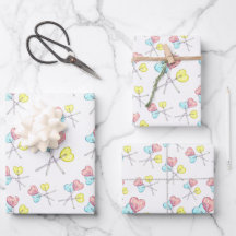 かわいいカラフルハート棒つきキャンデー