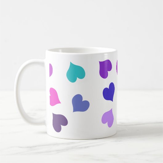 かわいいカラフルハート コーヒーマグカップ (左)