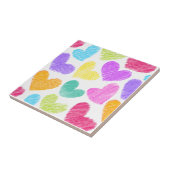 かわいいカラフルハート パステルバレンタインラブパターン タイル (側面)