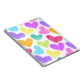 かわいいカラフルハート パステルバレンタインラブパターン ノートブック (右側)