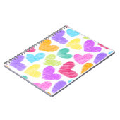 かわいいカラフルハート パステルバレンタインラブパターン ノートブック (左側)