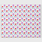 かわいいカラフルハート、パーソナライズされた誕生日ウィッシュ ラッピングペーパー (フラット)