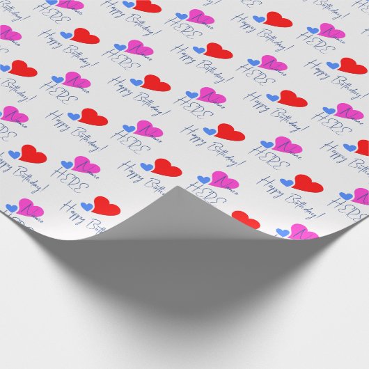 かわいいカラフルハート、パーソナライズされた誕生日ウィッシュ ラッピングペーパー (角)