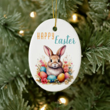 かわいいカラフルバニーエッグフラワーズハッピーイースター