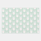 かわいいカラフルバニーホワイトラビットパステルカラー ラッピングペーパーシート (正面2)