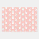 かわいいカラフルバニーホワイトラビットパステルカラー ラッピングペーパーシート (正面)