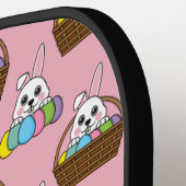 かわいいカラフルバニー復活祭の卵狩りバスケットパターン ピックルボールラケット (左詳細)