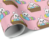 かわいいカラフルバニー復活祭の卵狩りバスケットパターン ラッピングペーパー (ロールコーナー)